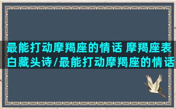 最能打动摩羯座的情话 摩羯座表白藏头诗/最能打动摩羯座的情话 摩羯座表白藏头诗-我的网站